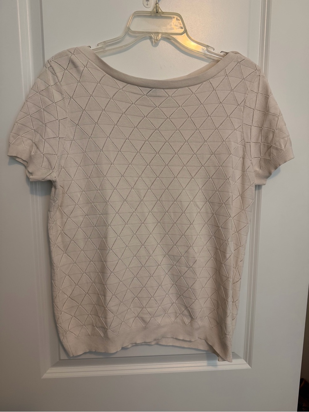 Modcloth Light Beige Short-Sleeve Diamond Knit Tee